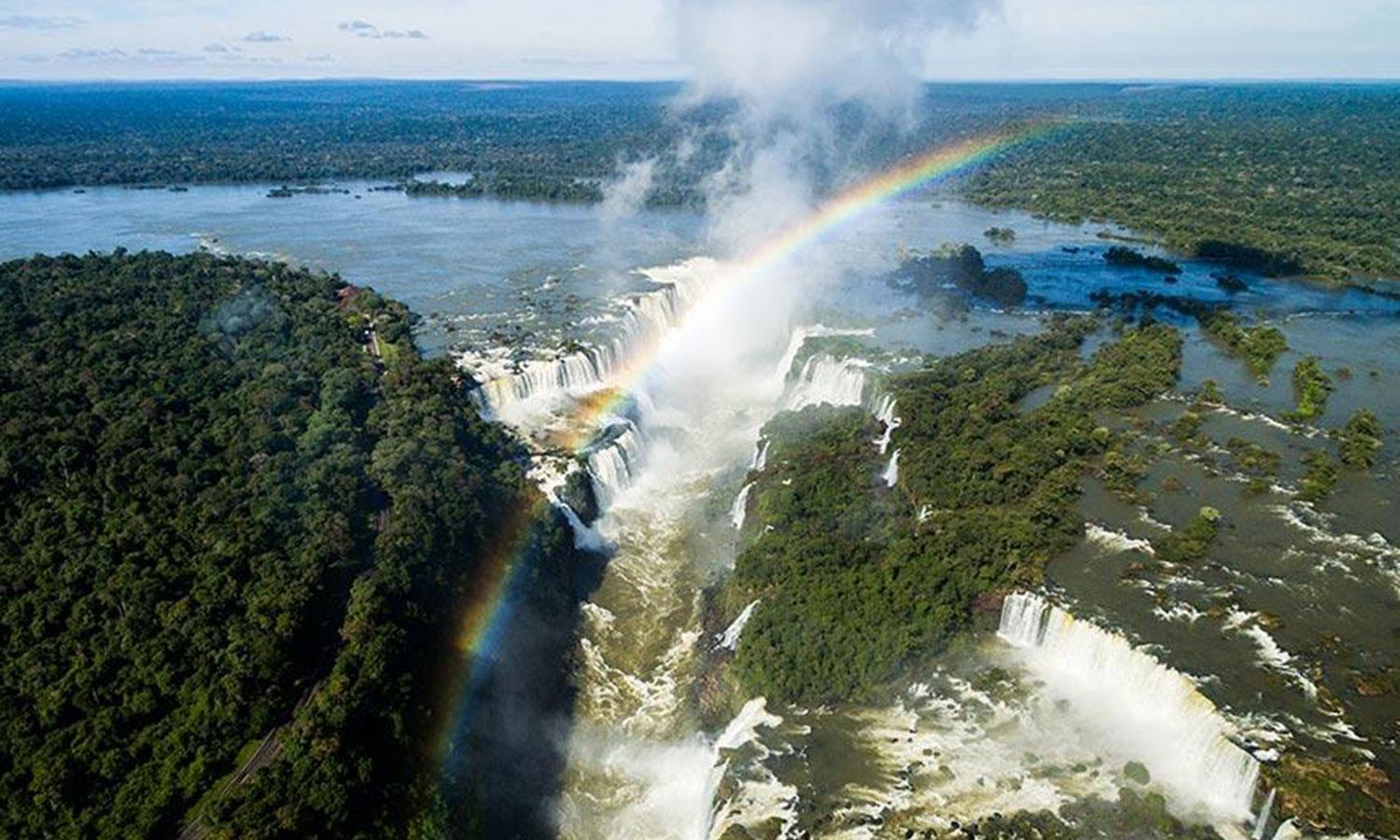 Rainbow over waterfalls