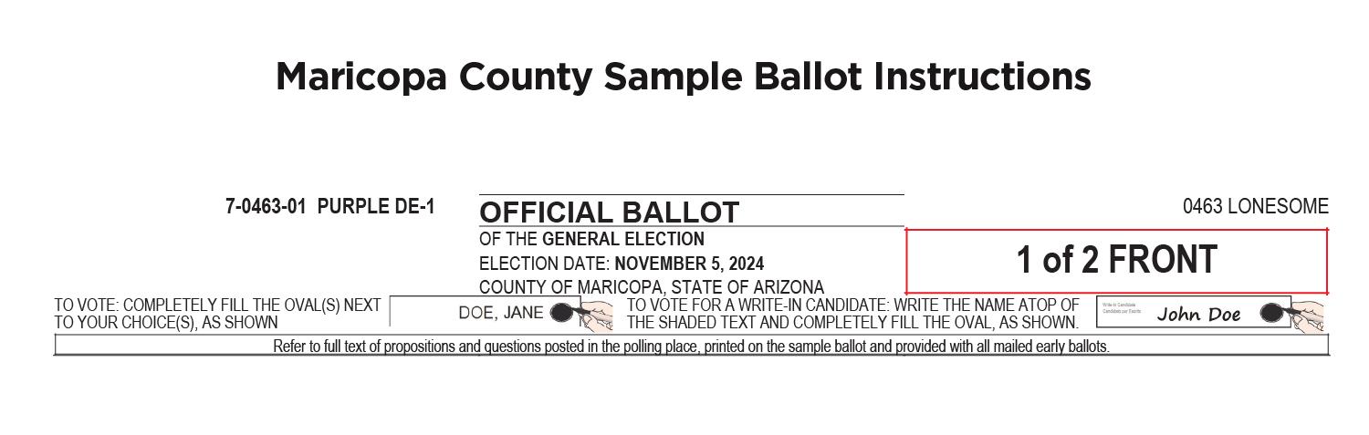Fig. 3: Illustrated and written instructions on how to fill in a ballot in Maricopa County, Arizona.