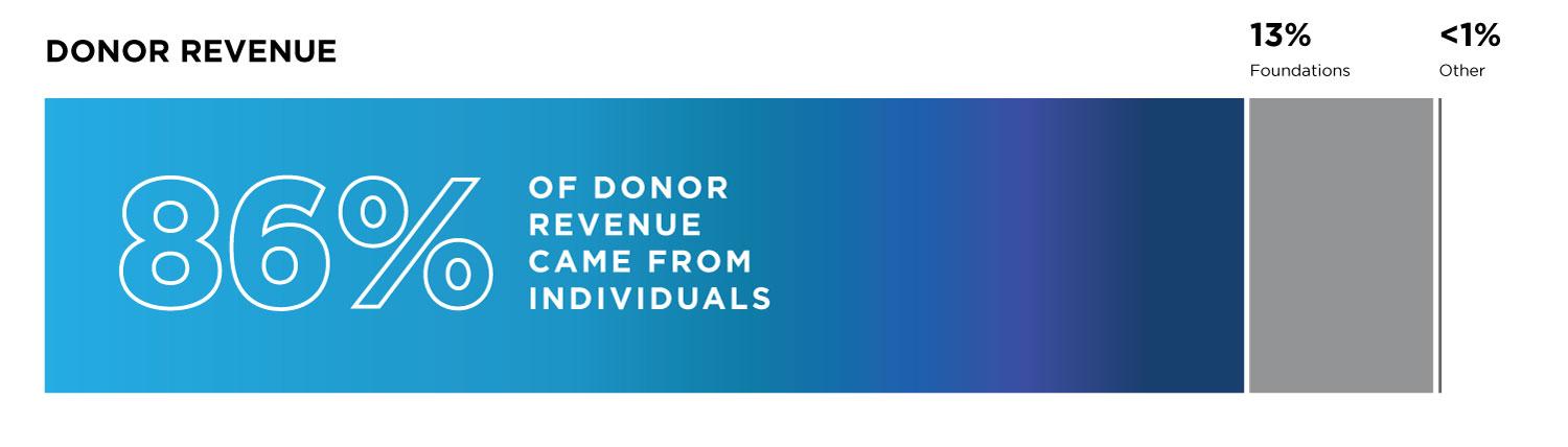 A chart showing 86% of donor revenue coming from individuals