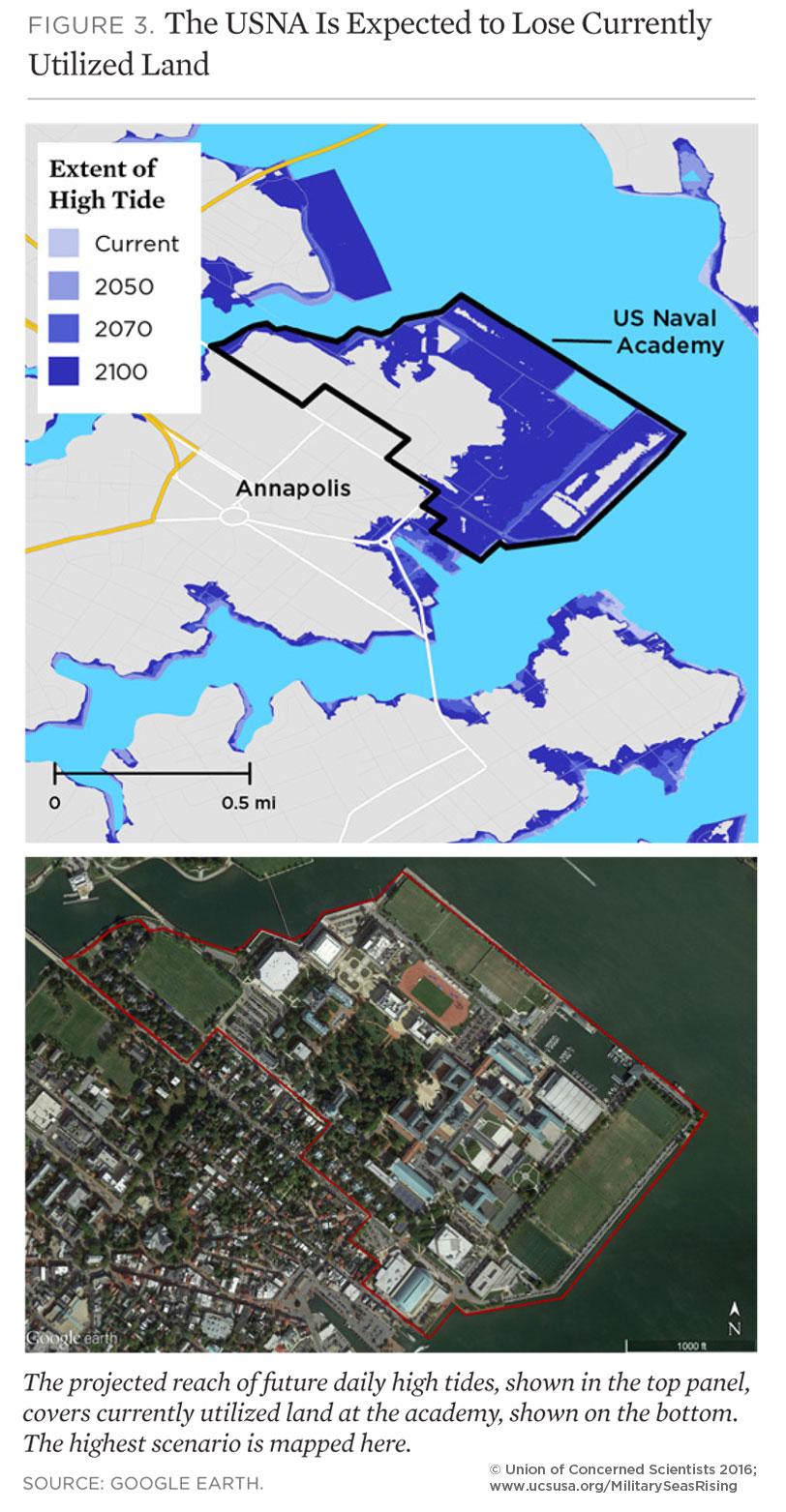 map of us naval academy flooding