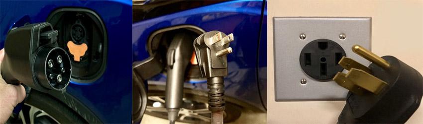 EV plug, 120v plug and 240v outlet