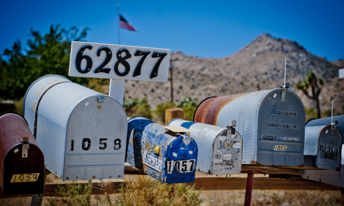 A row of mailboxes