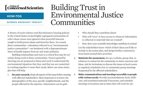 Building trust in environmental justice communities