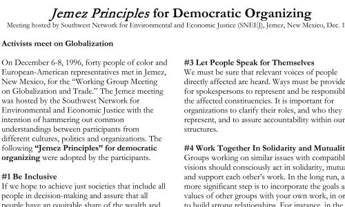 Jemez Principles for Democratic Organizing