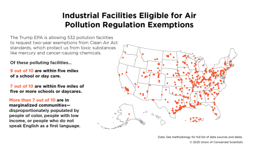 a U.S. map showing the locations of 500+ chemical facilities 