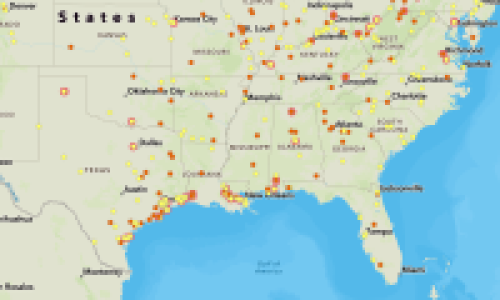 a screenshot of a map showing US chemical facilities