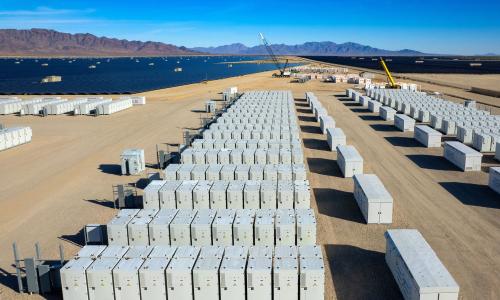 Rows of solar battery storage.