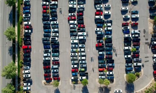 aeriel shot of a parking lot