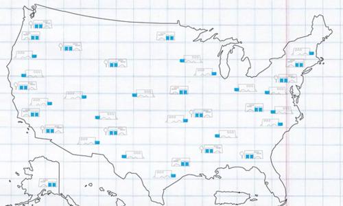map of US with approximation of large warehouses