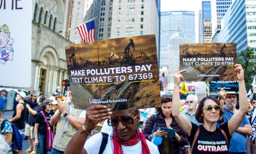 Gretchen Goldman at climate march during climate week 2025