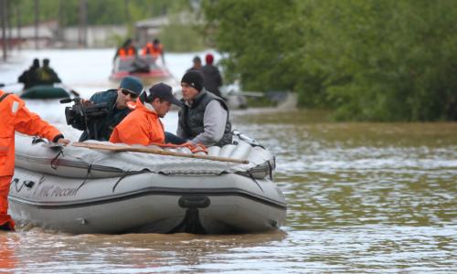 People on rafts