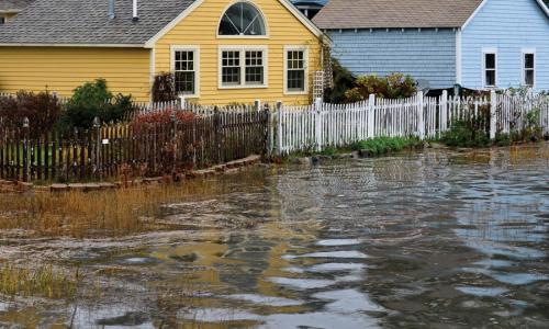 Flooded neighborhood in Portsmouth, New Hampshire